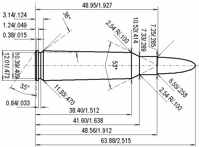 .250 Savage Catridge Dimensions