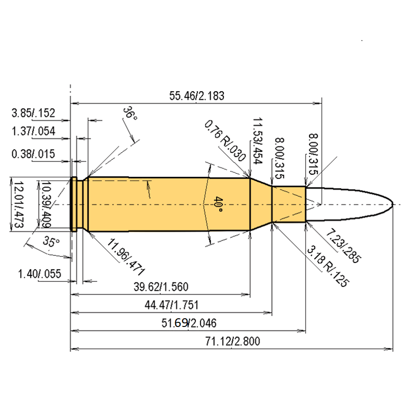 7mm-08re Catridge Dimensions