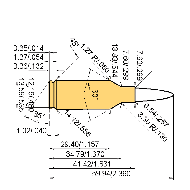 .25 WSSM Catridge Dimensions