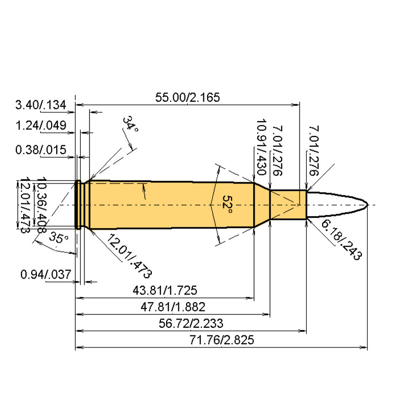 244rem Catridge Dimensions